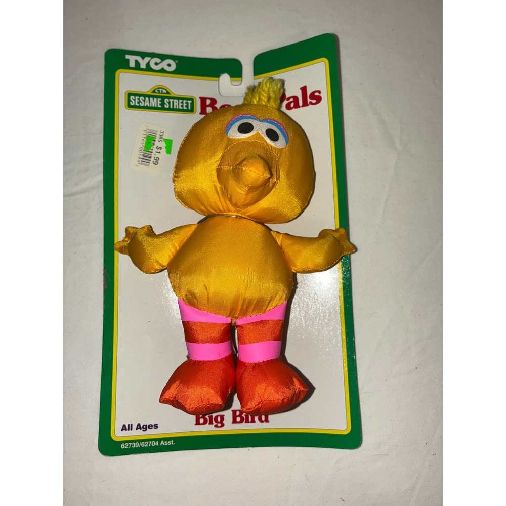 Vintage 1995 Tyco Sesame Street Bean Bag Pals Big Bird‎ Plush New